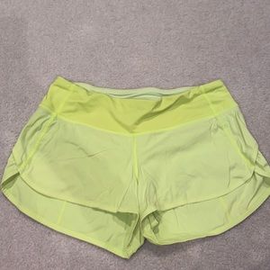 Neon yellow lululemon speed up shorts size 4